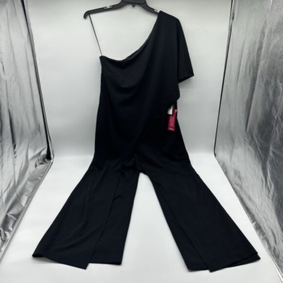 Adrianna Papell Plus Size 16W Black Flutter One Shoulder Wide Leg Jumpsuit NWT - Picture 5 of 16